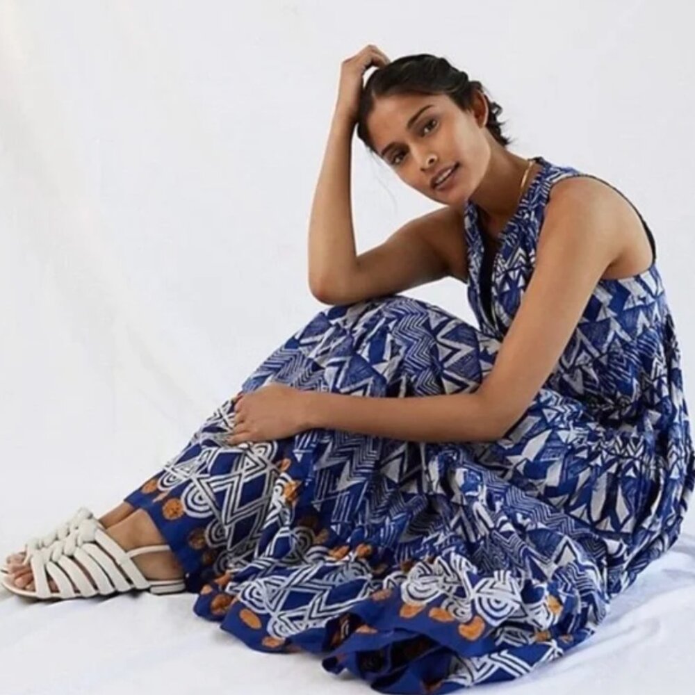 Anthropologie Batik Tiered Sleeveless Maxi Dress